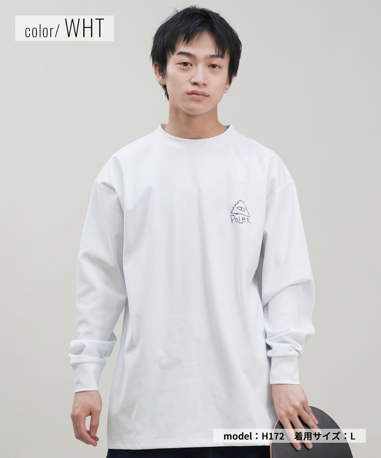 【ムラスポ公式】POLER ポーラー メンズ ラッシュガード Tシャツ 長袖 ロンT ロゴ バックプリント 水陸両用 ユーティリティ UVカット 249MCV0025 ムラサキスポーツ限定