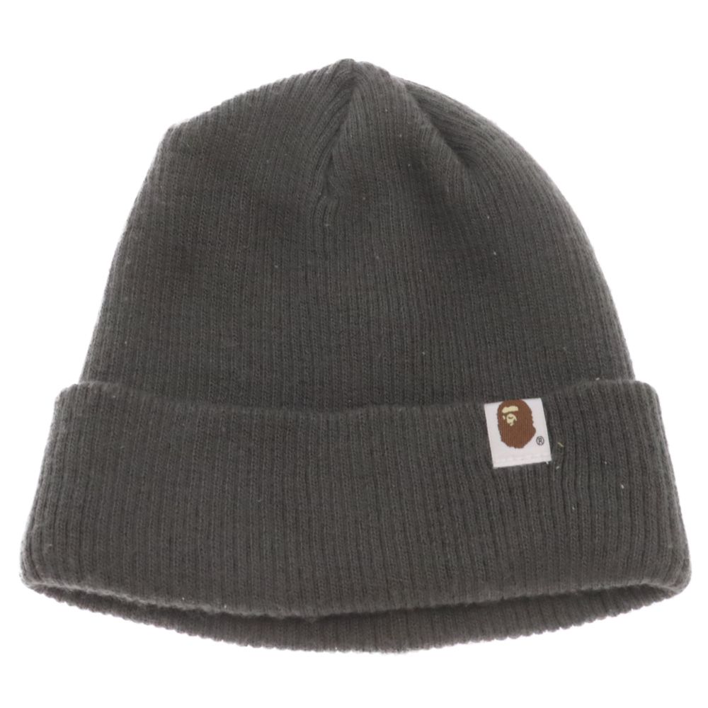 A BATHING APE (アベイシングエイプ) ロゴラベル アクリルニットキャップ ビーニー 帽子 ブラック 004CPC701001X