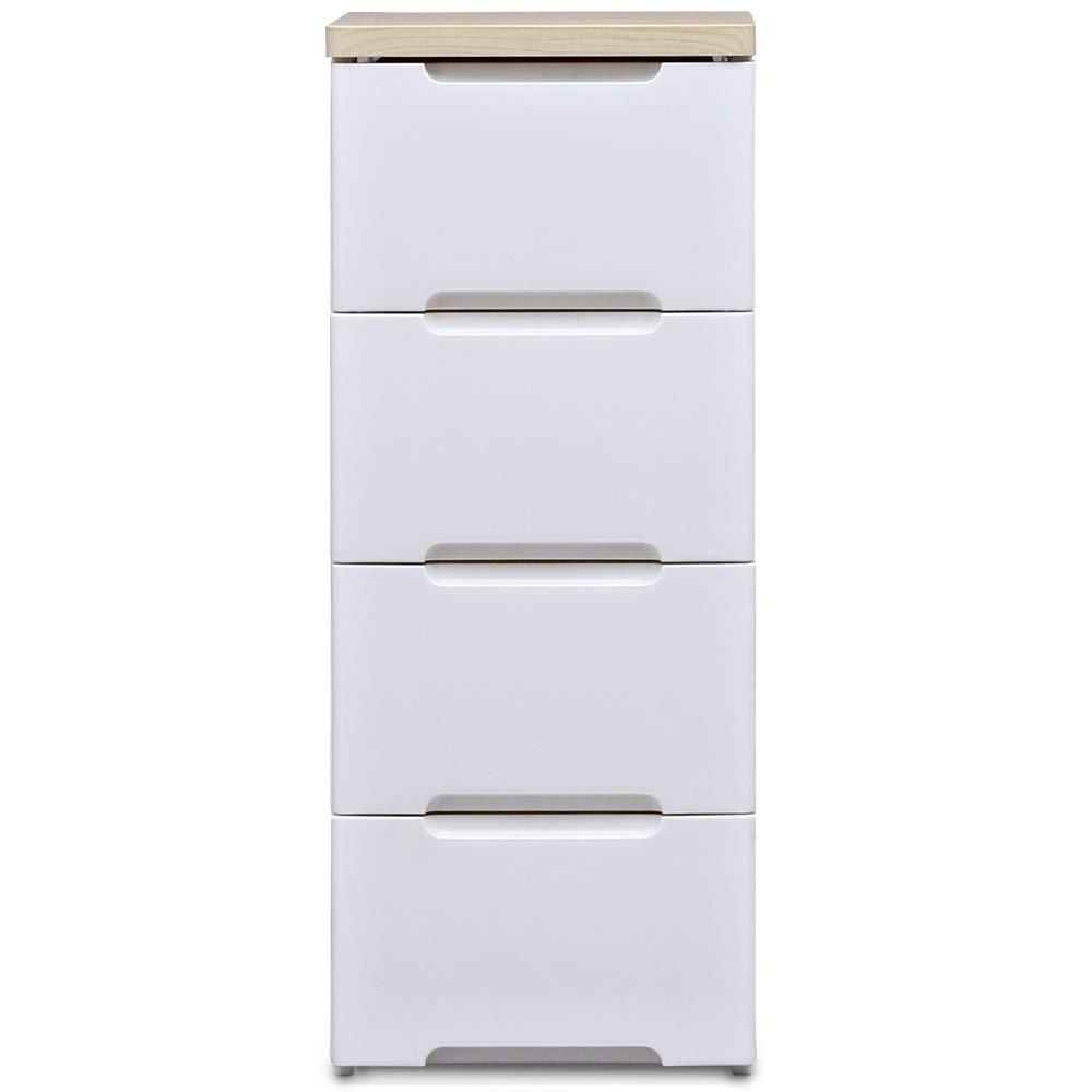 5営業日で発送 IRISOHYAMA アイリスオーヤマ アイリスオーヤマ チェスト ラクラク引出し 木天板 4段 幅33×奥行41.5×高さ81cm ホワイト ナチュラル 白 プラスチ