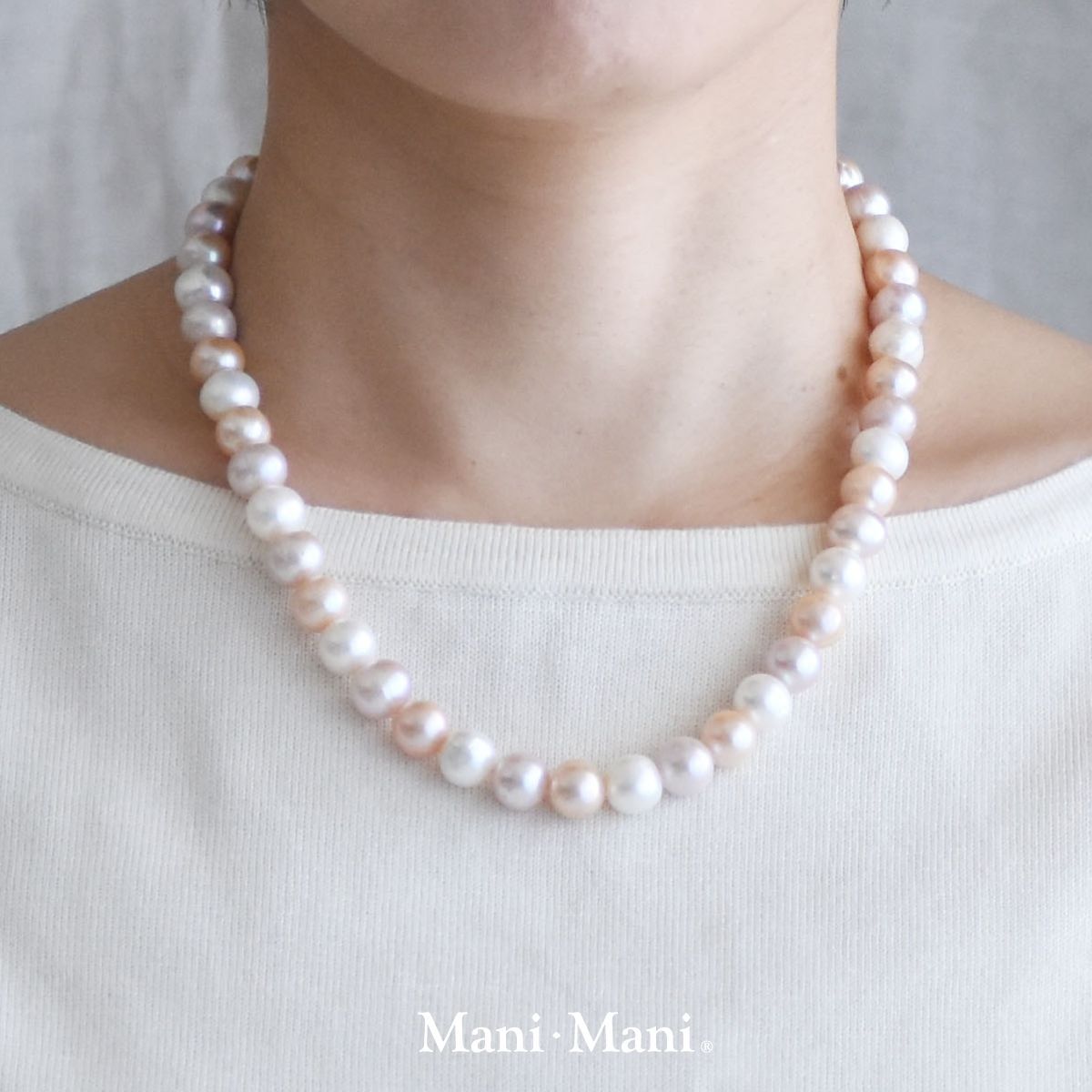 Mani・Mani】OUTLET 大粒 9-10mm珠 淡水真珠ネックレス（マルチ 