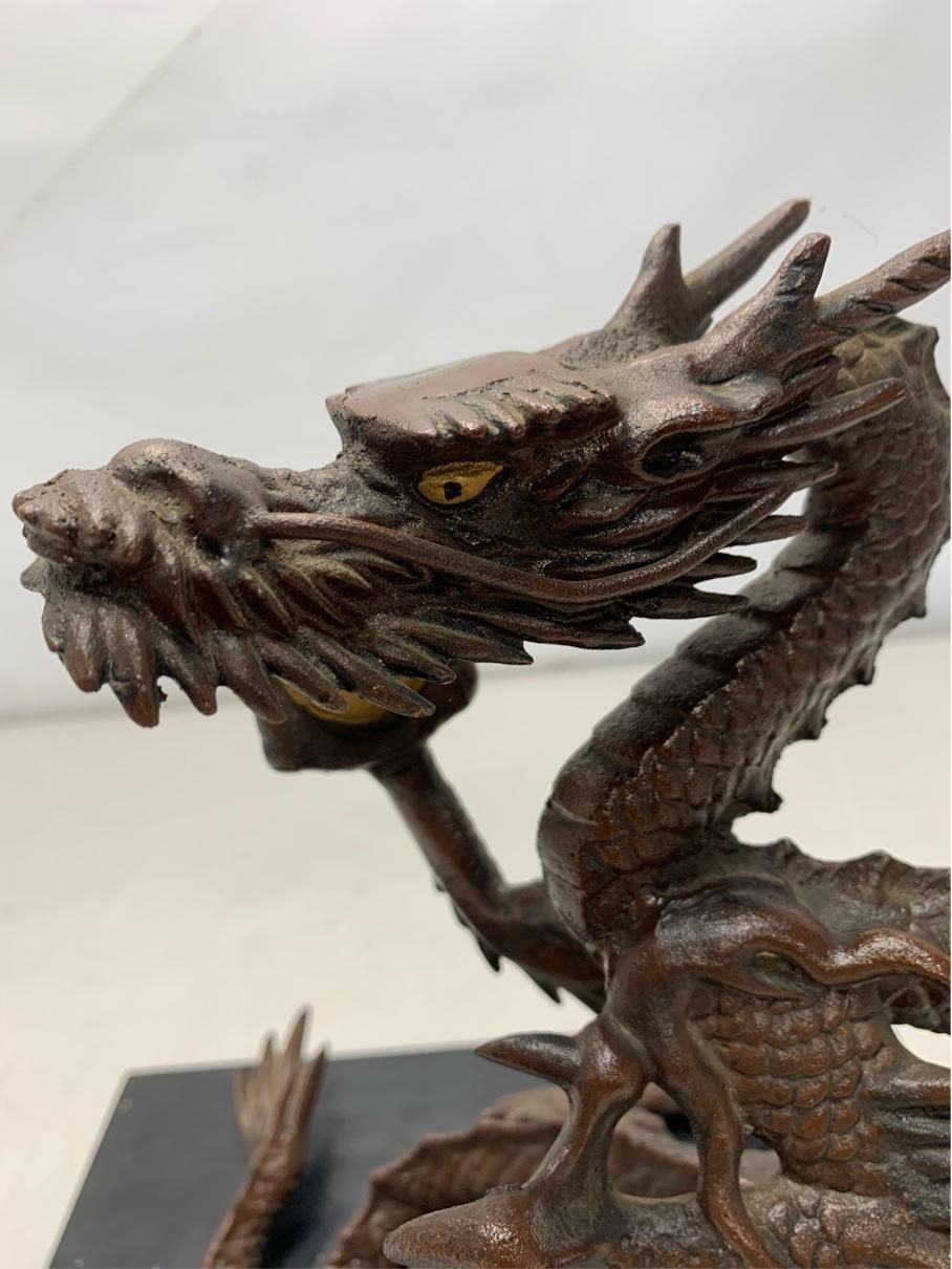貴重 古美術 昇龍 金属工芸 置物 竜 風水 縁起物 アンティーク