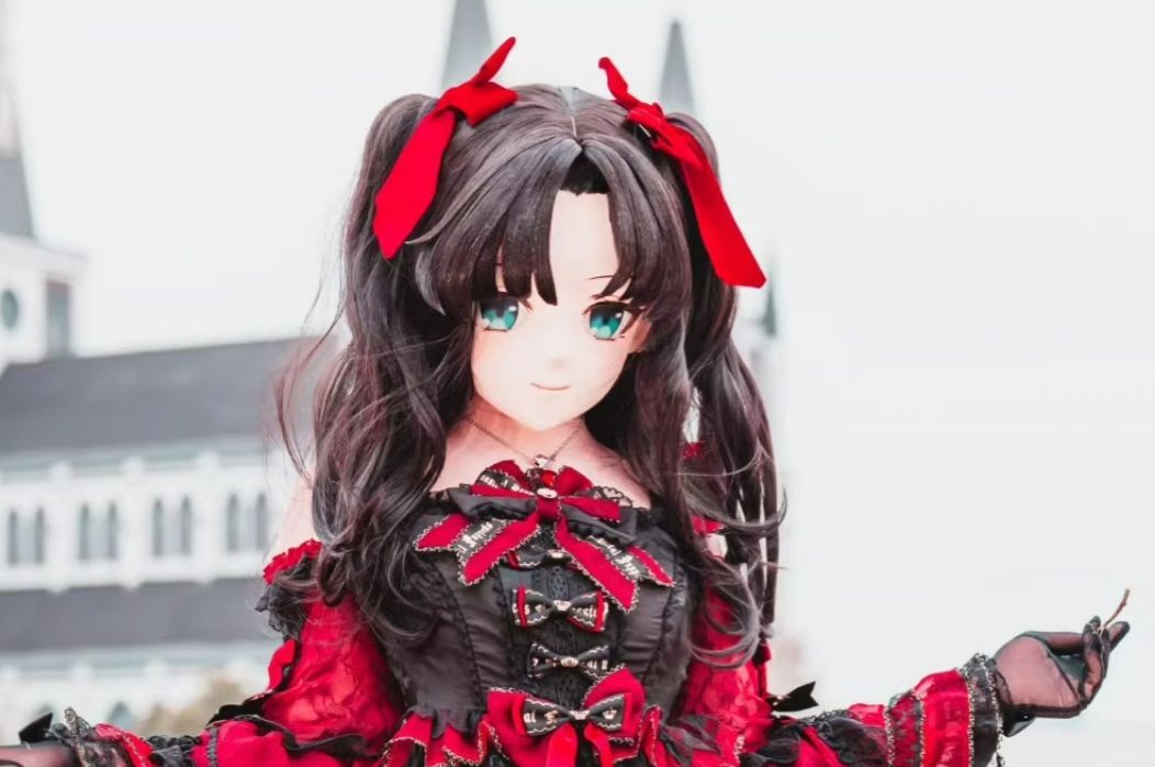全頭マスク カツラ付き ロック付き NO.515 ドール ヘッドロリータ人形 コスプレ 変身 仮装 着ぐるみ kigurumi 二次元