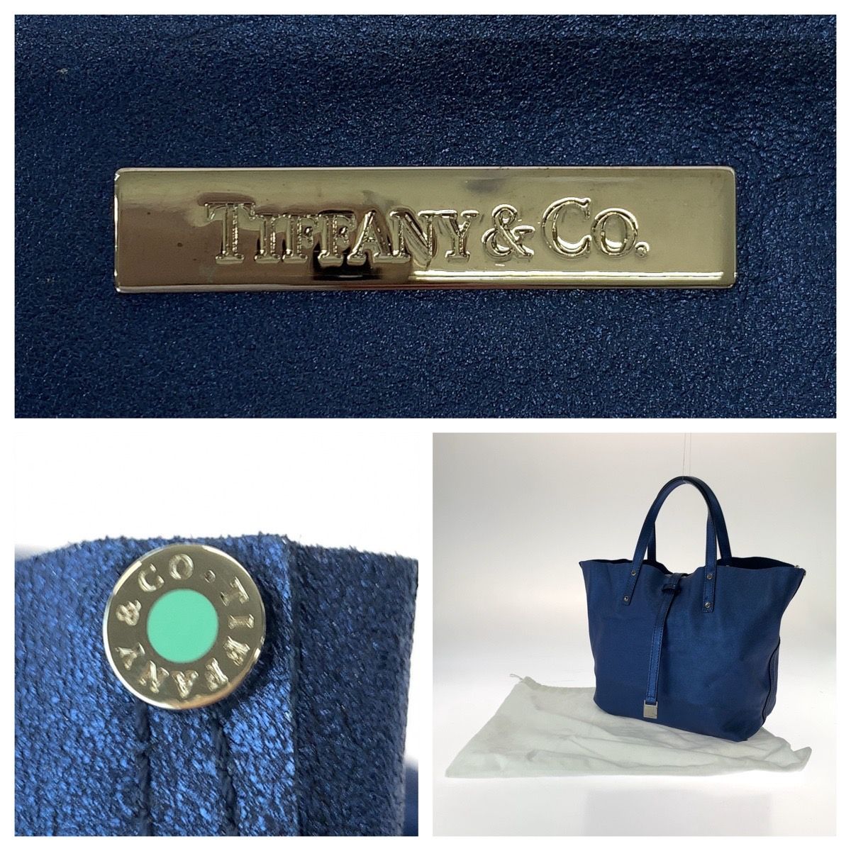 美品 TIFFANY&Co. ティファニー メタリックブルー シルバー金具 美品 TIFFANY&Co. ティファニー メタリックブルー シルバー金具