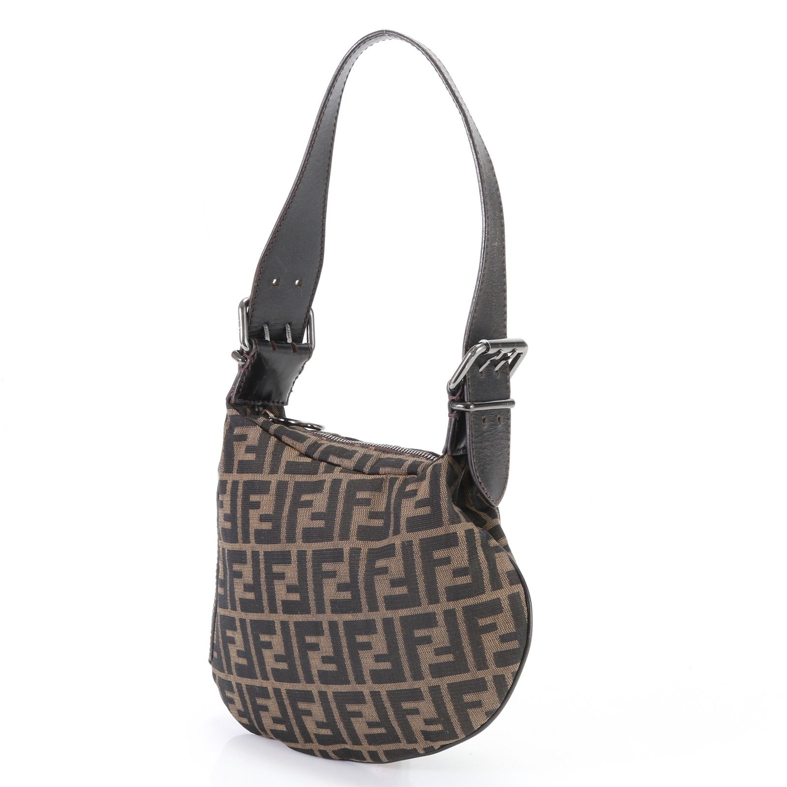美品】フェンディ ズッカ ショルダーバッグ FF レザー キャンバス 肩掛け