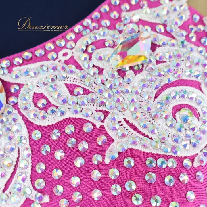 一点物 社交ダンス 衣装 ラテン ドレス ワンピース デモ 競技 ダンス パーティ ピンク系 レース 舞台 フロア映え おしゃれ かわいい ダンス発表会 パフォーマンス 競技用 舞台用 パーティーウェア