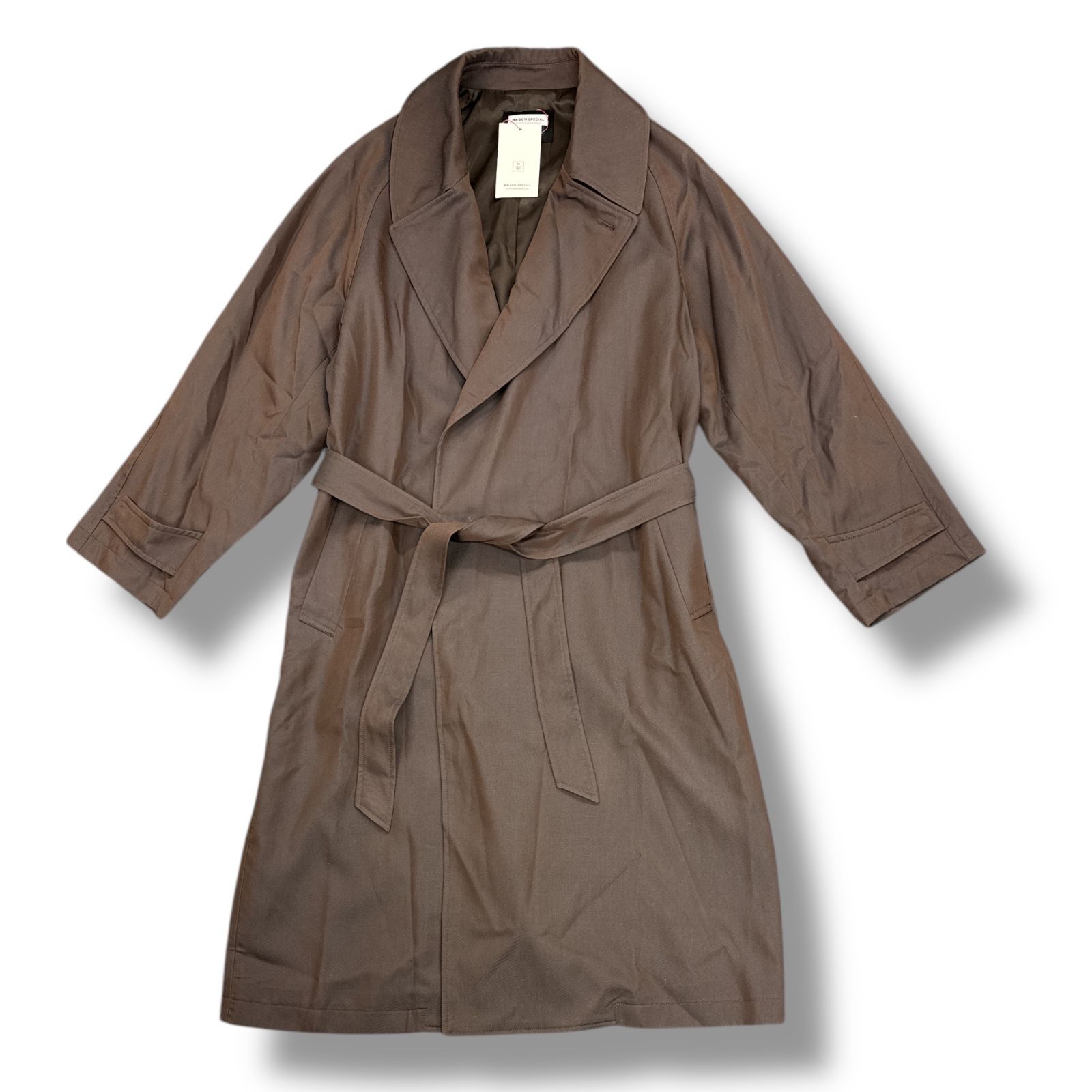 参考上代55000円 未使用品 MAISON SPECIAL 23AW Lyocell Twill Chambray Prime-Over Ulster Coat リヨセルツイル ダブル アルスターコート メゾンスペシャル 11232161212 ブラウン
