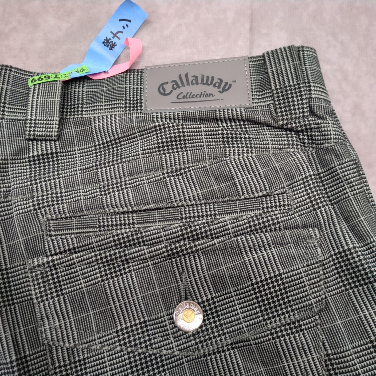 サイズ：M CALLAWAY キャロウェイ  コットン混 ストレッチパンツ グレンチェック柄 グレー系 [240101415458] ゴルフウェア メンズ ストスト サイズ：M CALLAWAY キャロウェイ コットン混 ストレッチパンツ