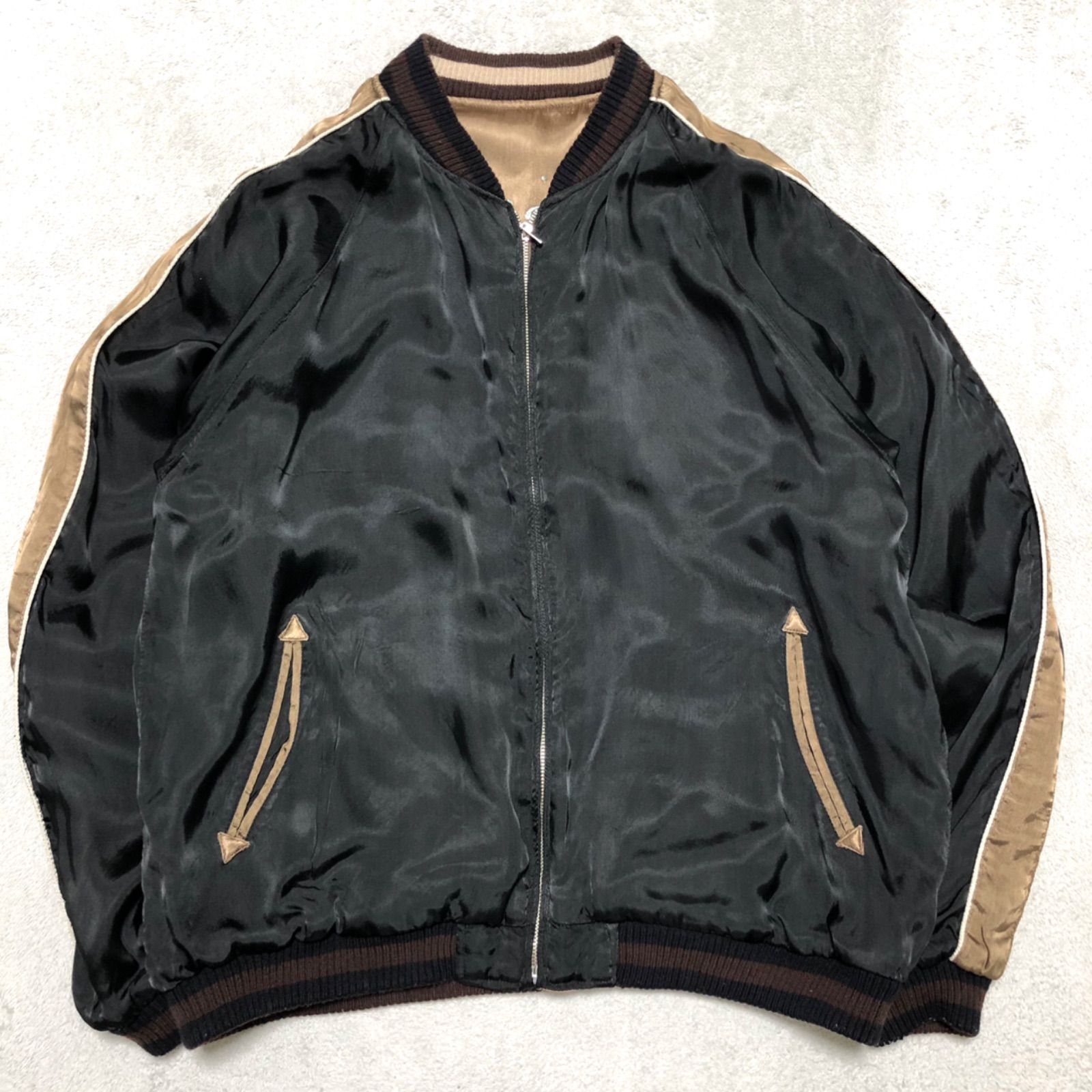 希少 新品 クロップドヘッズ 鷹 リバーシブル スカジャン 和柄 XXL 黒 CROPPED HEADS リバーシブルスカジャン スーベニアジャケット 和