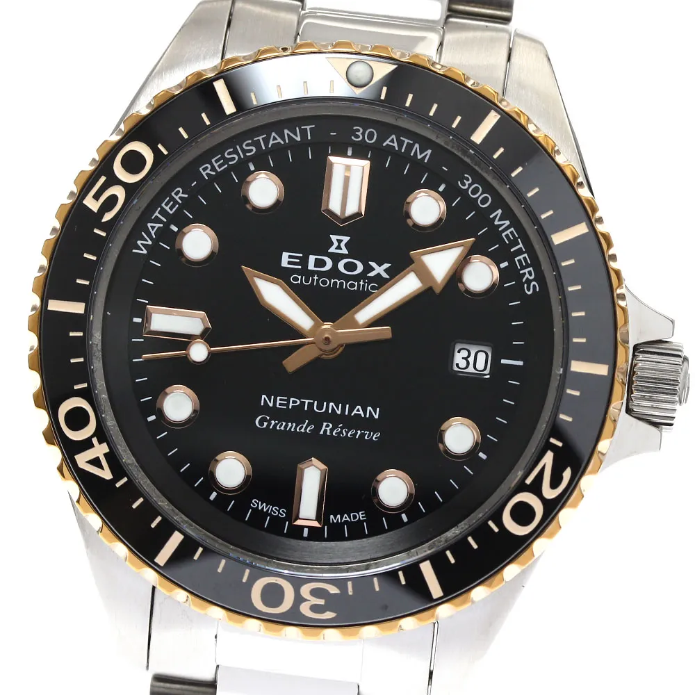 EDOX　エドックス　スカイダイバーネプチュニアン　NEWロゴ　ブラック　美品 スイス軍の依頼により作られたミリタリーウオッチ 、エドックス