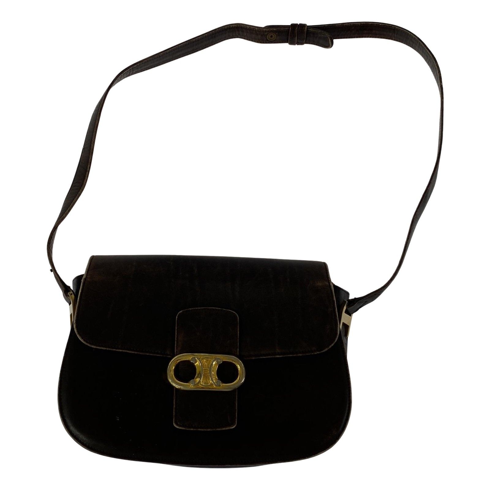 CELINE◆ラフィアショルダーバッグ ブラウン ボーダー ボーダー CELINE(セリーヌ) バッグ・カバン(レディース) - 海外