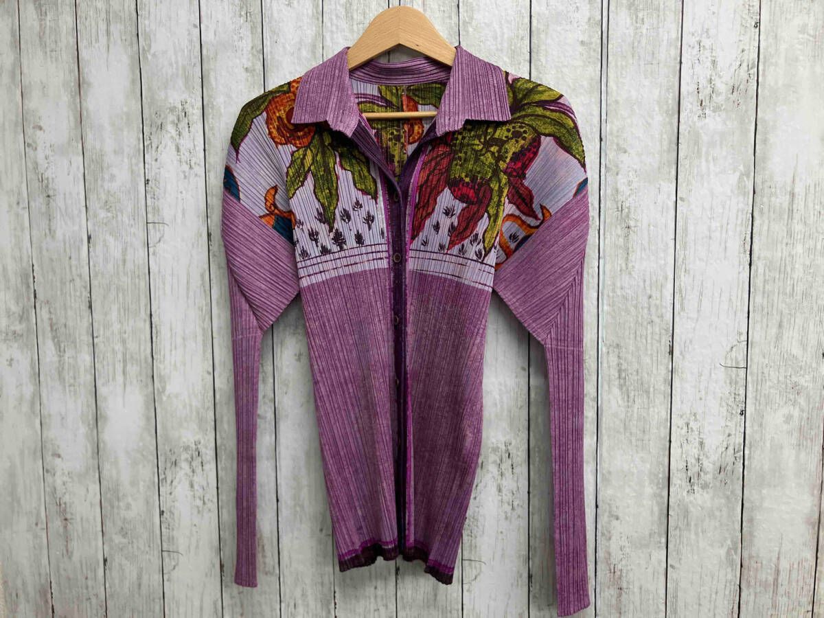 美品】PLEATS PLEASE イッセイミヤケ シャツ 長袖 総柄 サイズ3 美品