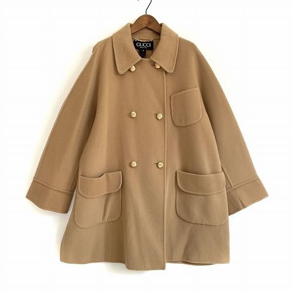 wnc グッチ GUCCI コート 46 キャメル色 金ボタン ヴィンテージ