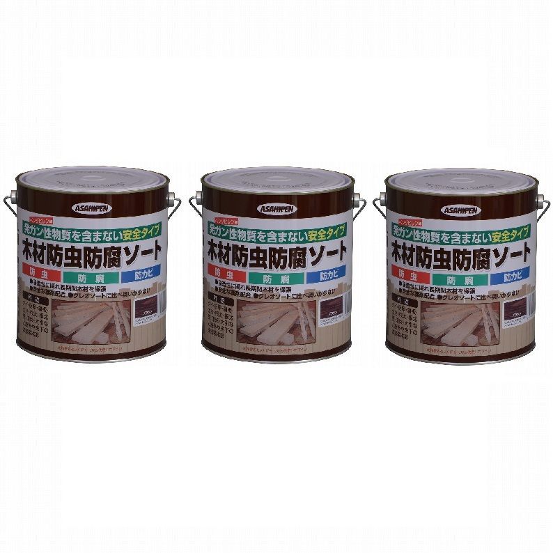 アサヒペン 木材防虫防腐ソート ２．５Ｌ ブラウン ６缶セット