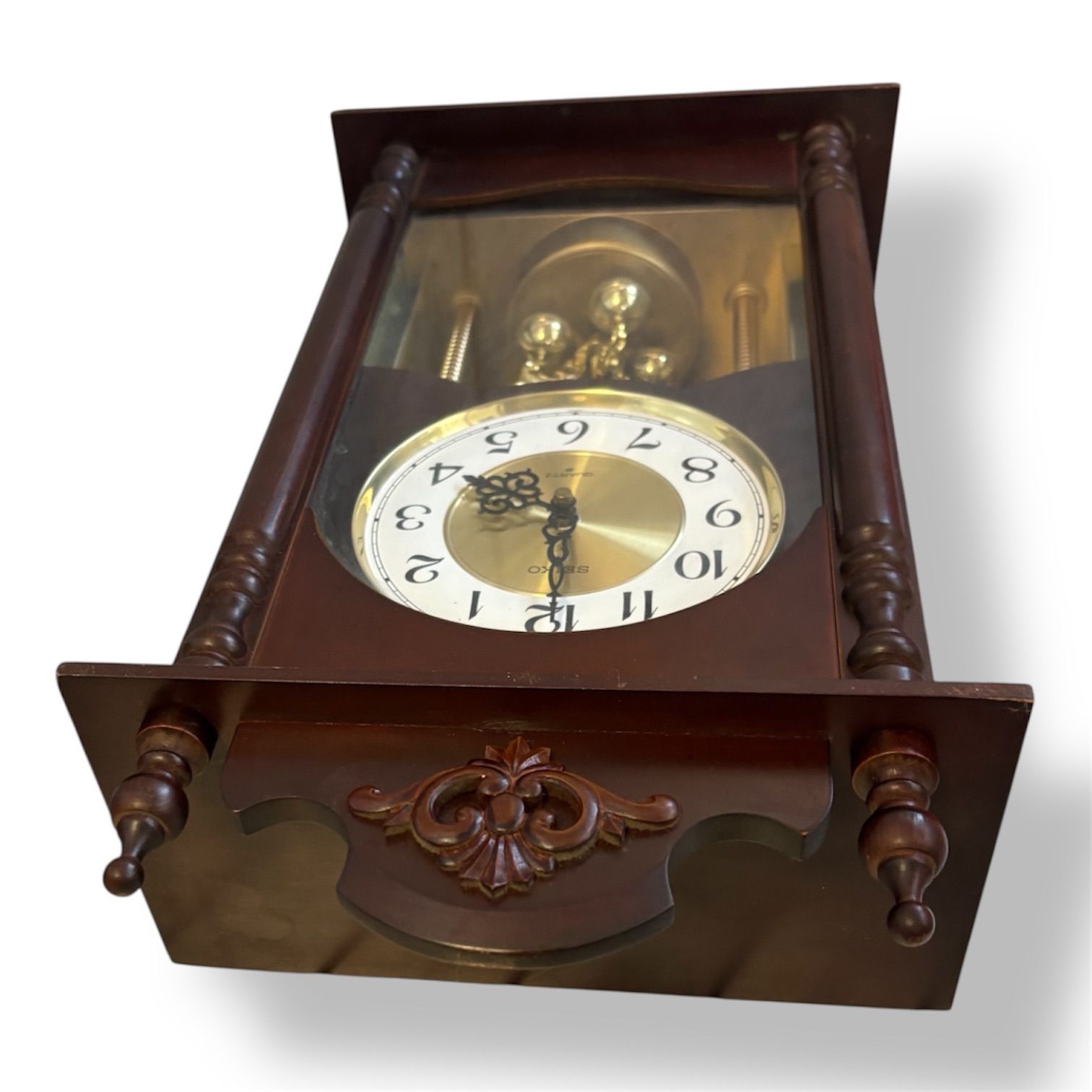 送料無料 昭和レトロ 掛け時計 SEIKO QB550B 柱時計 現状品 セイコー