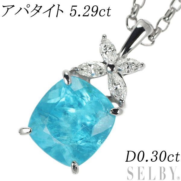 K18WG/ Pt850 アパタイト ダイヤモンド ペンダントネックレス 5.29ct D0.30ct - メルカリ