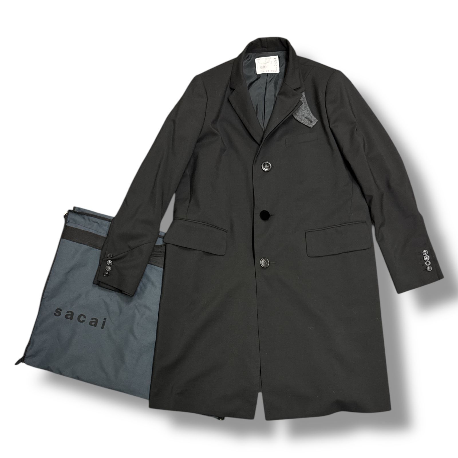 参考上代137500円 sacai 21AW 二重襟 シングルブレスト チェスター