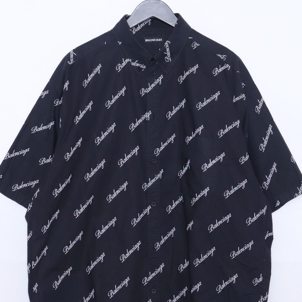 BALENCIAGA スクリプトロゴボタンダウン半袖シャツ サイズ38 BALENCIAGA スクリプトロゴボタンダウン半袖シャツ サイズ38
