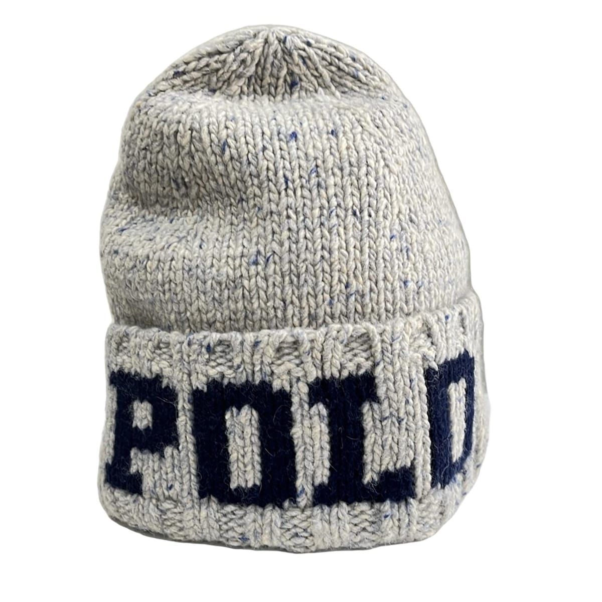 POLObyRalphLauren ポロラルフローレン ニット帽 - ライトグレー×ネイビー ウール アルパカ