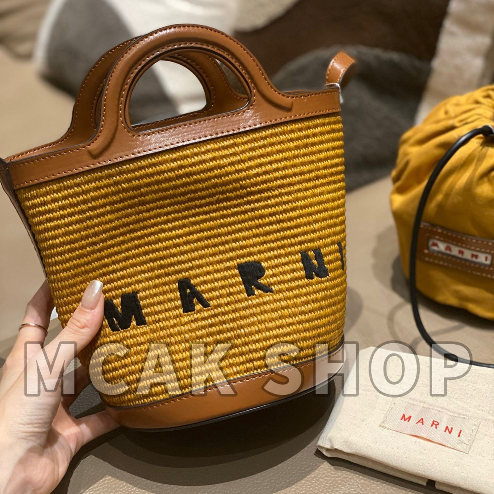 美品 MARNI TROPICALIA BUCKET BAG マルニ トロピカリア ファッション レディース バッグ ハンドバッグ ショルダーバッグ  かごバッグ バケットバッグ ミニカゴショルダーバック ブラウン 2way