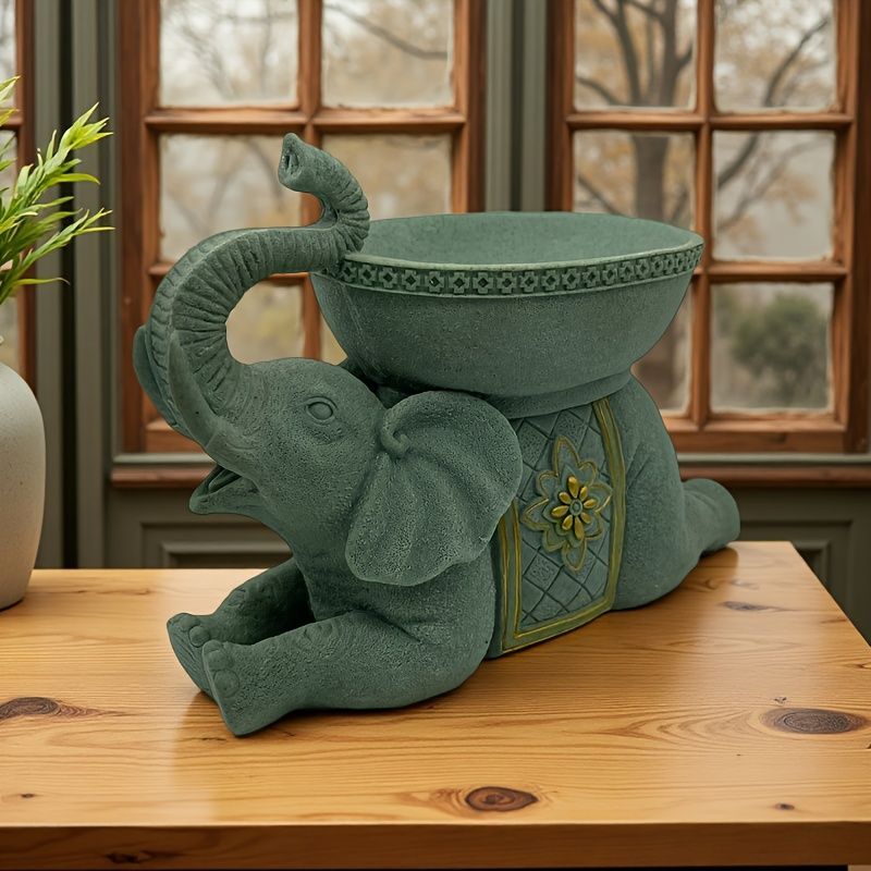 小物入れ 樹脂 レジン オーナメント ゾウ ガネーシャ 水浴びをしてるゾウ ジュエリー 鍵 リビング 玄関 バスルーム タイ ベトナム シンプル ブルー ブロンズ