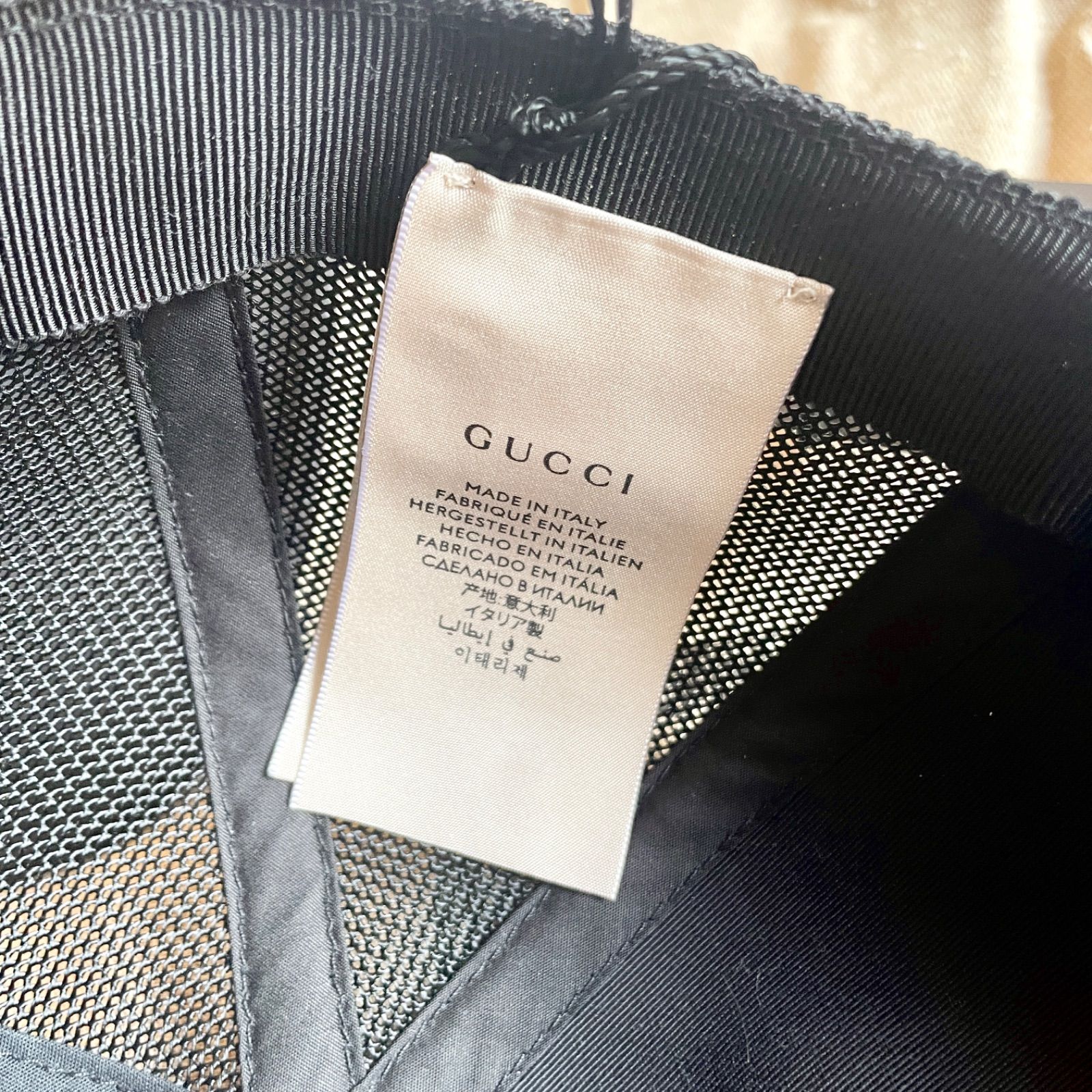 GUCCI グッチ キャップ GGシマ 黒 ブラック Mサイズ 新品】GUCCI グッチ キャップ GGシマ - メルカリ