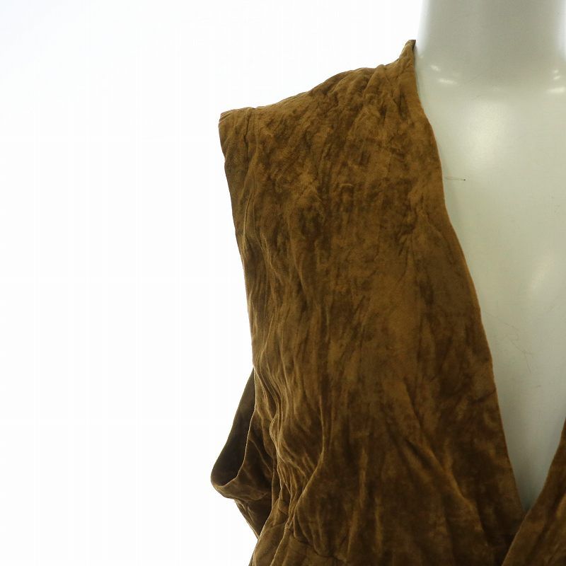 未使用品 イッセイミヤケ ISSEY MIYAKE Vest ベスト ジレ ベロア プリーツ加工 M 茶色 ブラウン IM41-FE901 /XZ ■GY18 レディース イッセイミヤケ ISSEY MIYAKE Vest ベスト ジレ ベロア プリーツ
