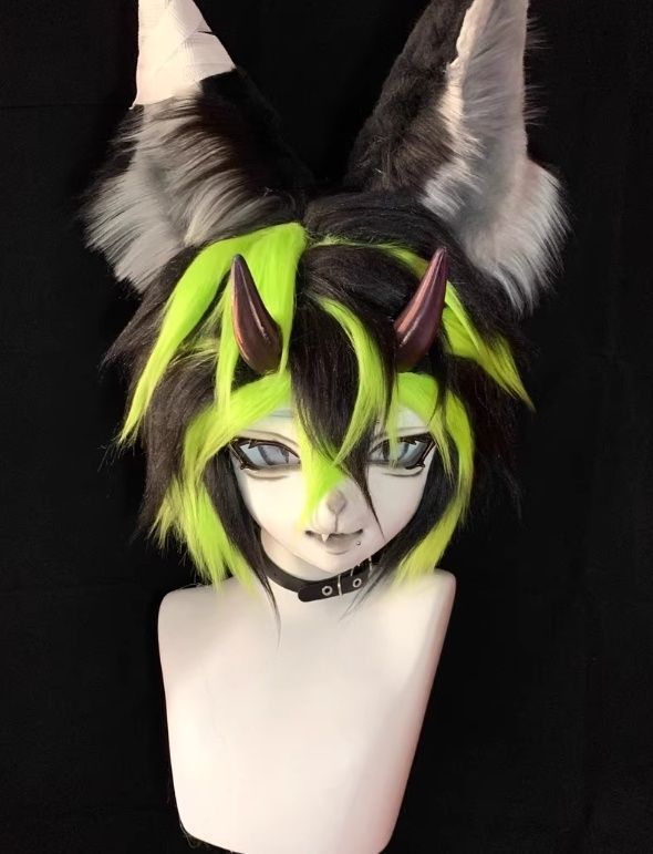 着ぐるみヘッド kigurumi NO.48 キツネ 緑 男女兼用 ファー