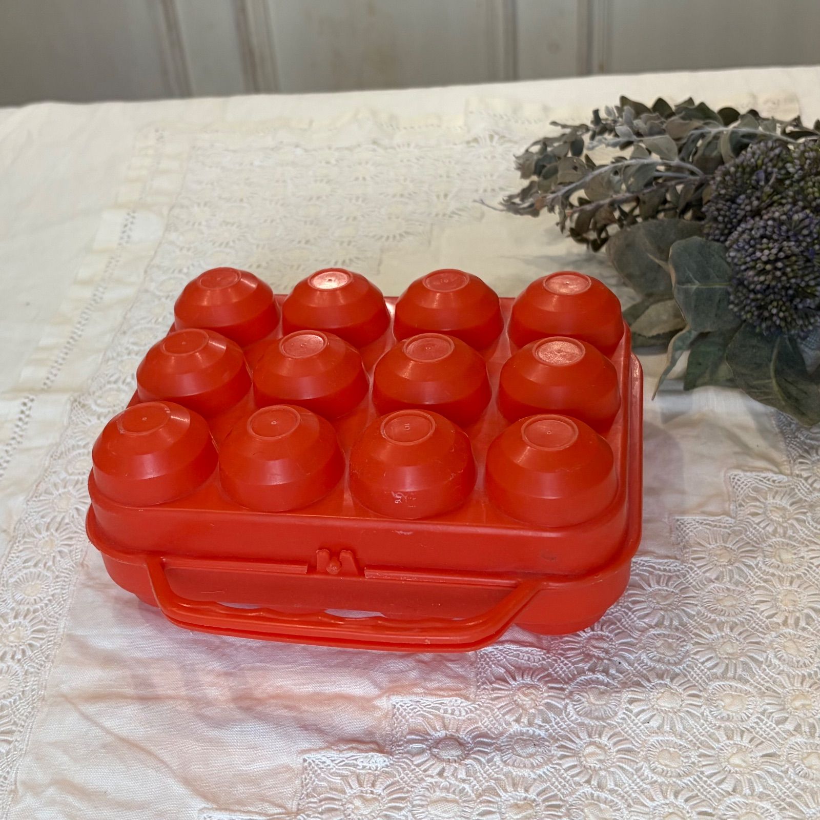 フランスブロカント 卵ケース エッグケース ビンテージ オレンジ【847