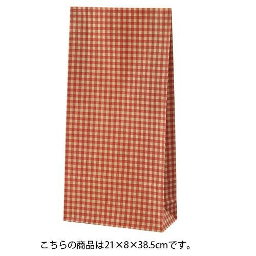 角底紙袋 ギンガムレッド21×8×38.5 100枚 61-305-23-4 