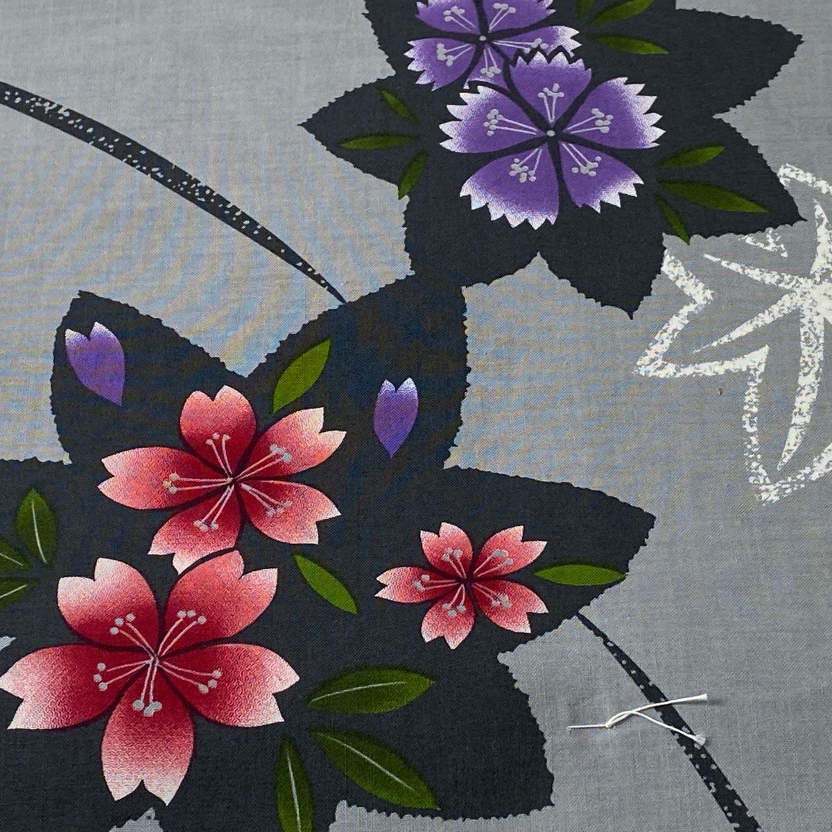 反物 優品 浴衣 葉柄 桜 灰色 綿 【中古】 反物 優品 浴衣 草花 反物 優品 浴衣 葉柄 桜 灰色 綿 【中古】 反物 優品 浴衣 草花