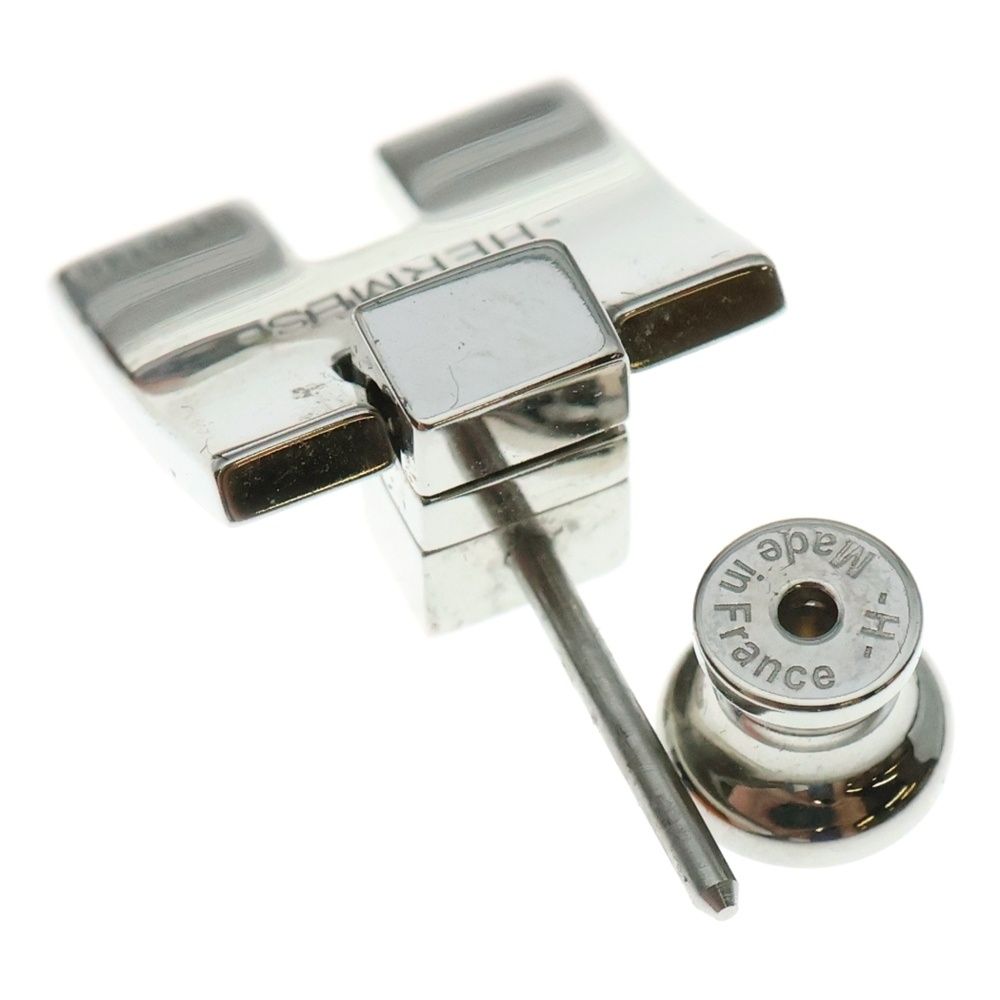 HERMES エルメス アイリーン Hロゴプレート ピアス シルバー ボルドー DECORATOM_COM_BR