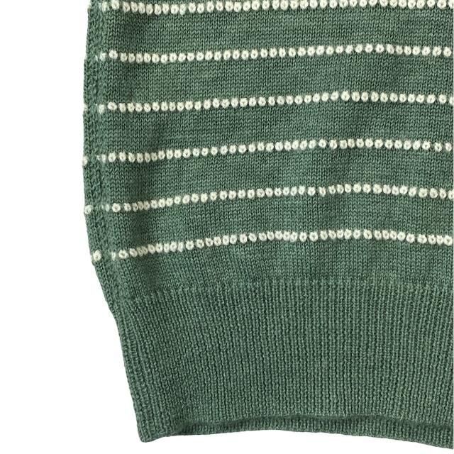 GUCCI グッチ 633610 ニット セーター トップス 長袖 Vネック ボーダー アルパカ ウール グリーン【表記サイズ XS】 GUCCI グッチ 633610 ニット セーター トップス 長袖 Vネック