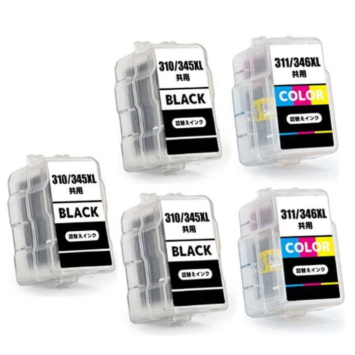 キャノン BC-310 BC-311 ５本セット プリンターインク 詰め替えインク BC-310XL BC-311XL BC310 BC311 CANON 対応プリンター PIXUS MP270 PMP280 MP480 MP490 MP493 MX350