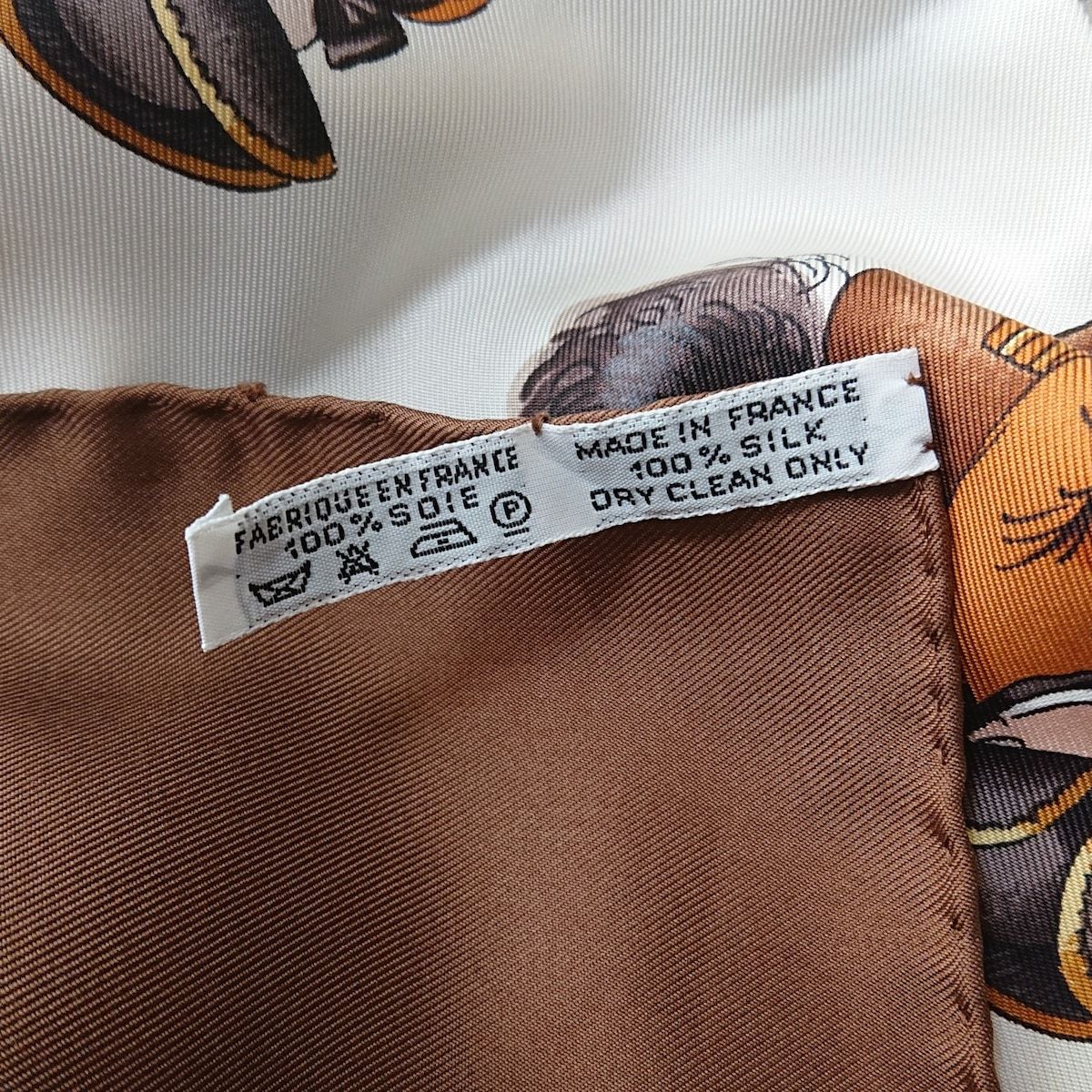 HERMÈS シルクスカーフ ホワイト・ブラウン 【公式通販】
