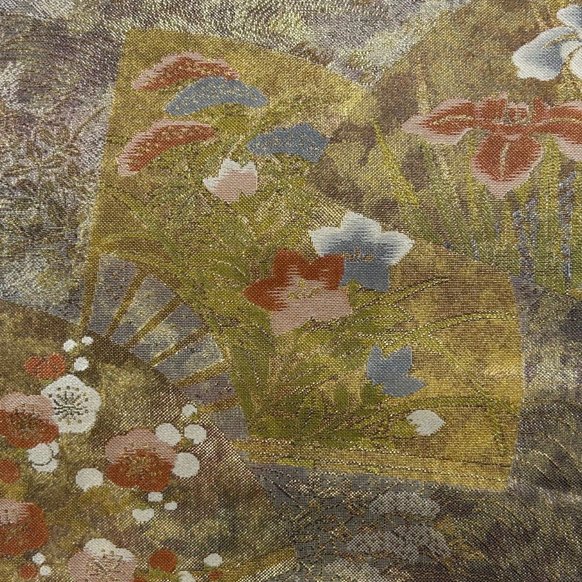 袋帯　6通帯　正絹　金銀糸 袋帯 六通柄 フォーマル用 正絹 古典柄 箔 金糸 銀糸 帯 金・銀