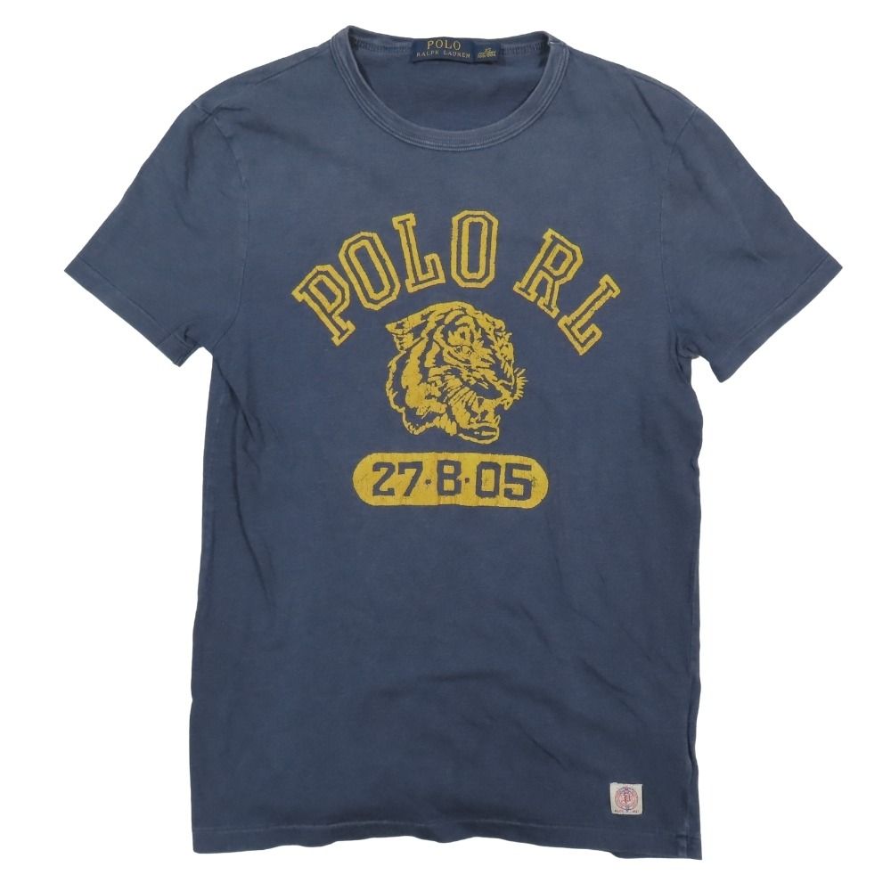 ポロ ラルフローレン POLO RALPH LAUREN Ｔシャツ カットソー 半袖 カレッジロゴ USED加工 ネイビー 紺 M レディース 美品 POLO RALPH LAUREN ポロ ラルフローレン 半袖 Tシャツ ロゴ