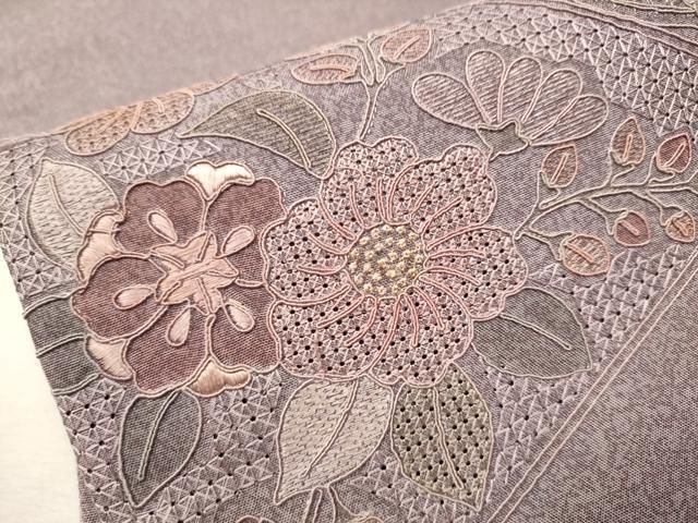 汕頭刺繍 正絹 袋帯 紬《新品未使用》 平和屋着物○中国三大刺繍