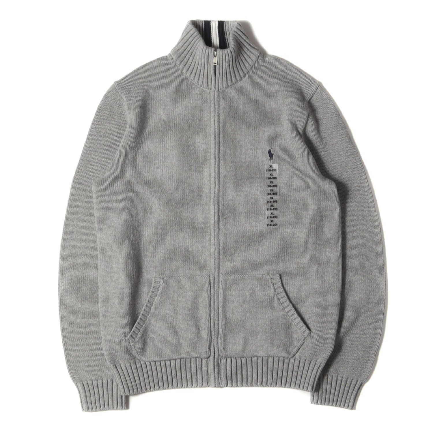 POLO Ralph Lauren ポロ ラルフローレン ニット サイズ BOYS XL メンズM位 | 24SS ハイネック フルジップ コットンニット セーター | グレー | トップス 羽織り メンズ