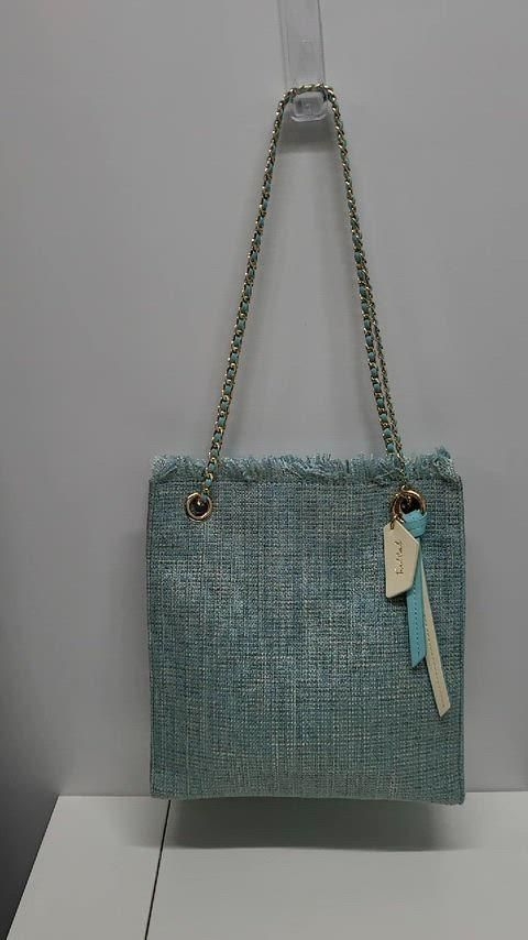 ポメルキャメル生地のツイートバッグ