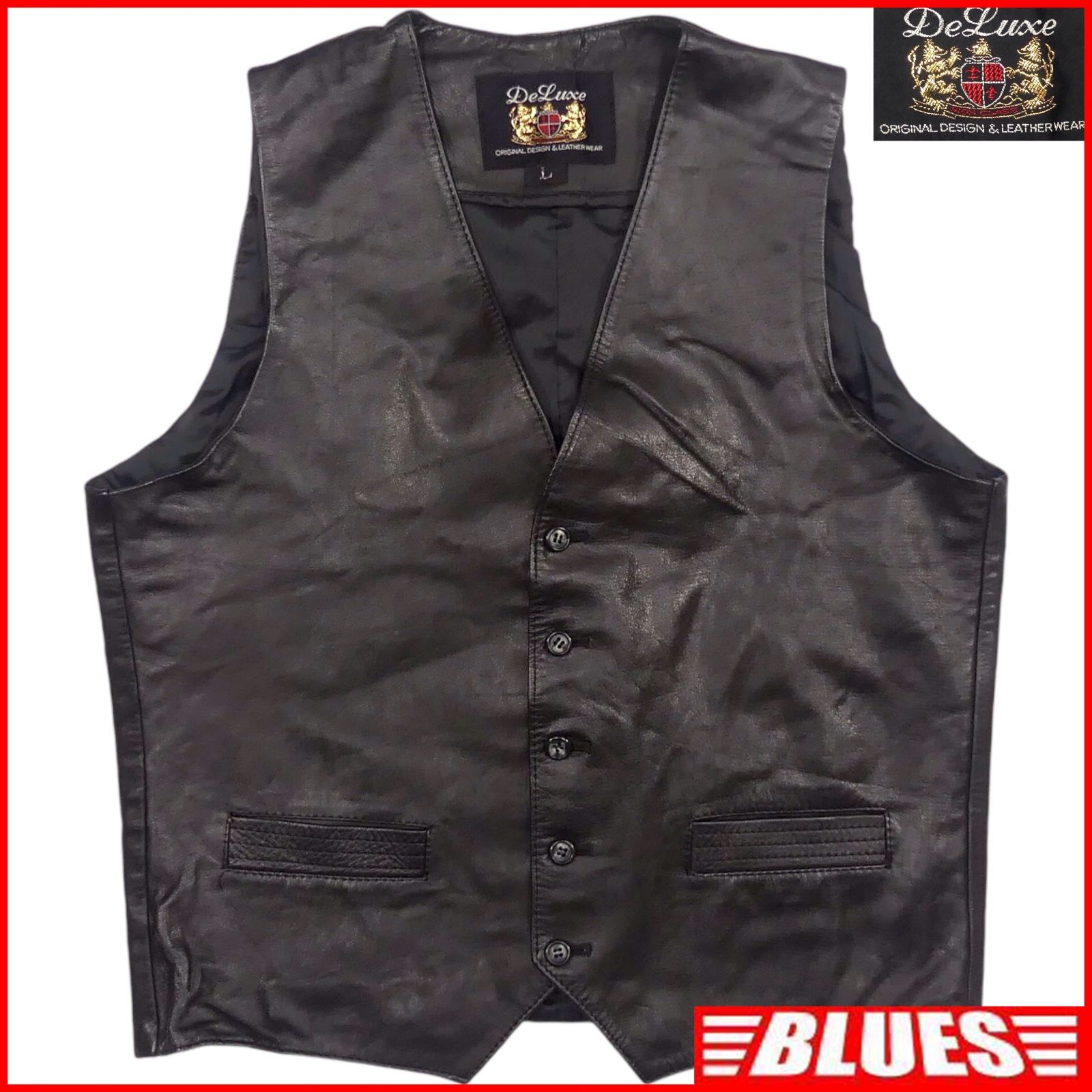 DeLuxe デラックス レザーベスト バイカー メンズ ライダース