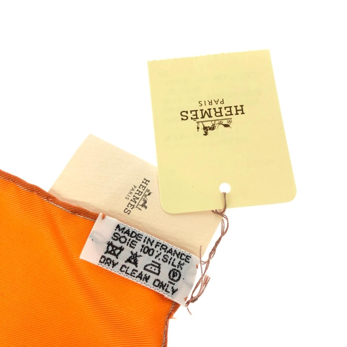 美品 HERMES エルメス プチカレ カレ45 スカーフ オレンジ