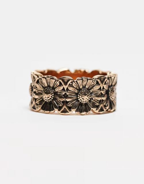 【送料無料】 リクレイム ヴィンテージ レディース リング アクセサリー Reclaimed Vintage skinny daisy ring in burnished gold Gold