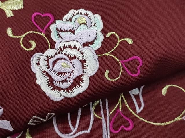 平和屋着物○女性 行灯袴 総刺繍 花唐草文 葡萄色 卒業式 洗える着物
