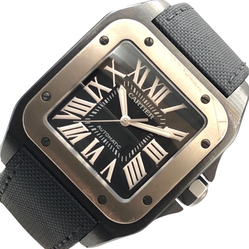 カルティエ Cartier サントス 100 LM W2020010 ブラック チタン/SS メンズ 腕時計 - メルカリ