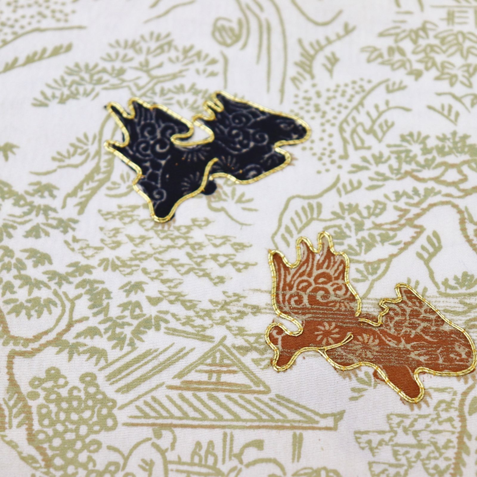 196☆正絹 名古屋帯 帯反物 未仕立て品 唐獅子 金駒刺繍 - メルカリ