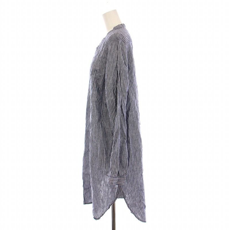 ネストローブ nest Robe バンドカラー ロング シャツ ストライプ