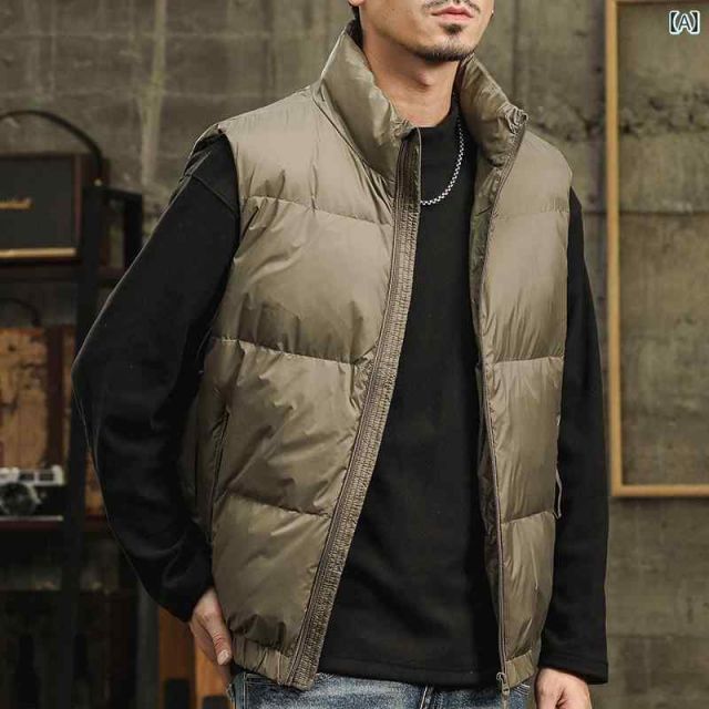 5XL メンズ ファッション 服 男性用 オシャレ シンプル 大人 かっこいい ストリート 90 ダックダウン ベスト アメリカン レトロ カジュアル 暖かい ベスト ジャケット