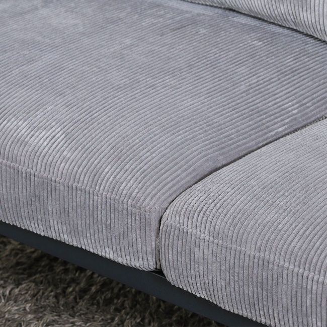 アームレスト コーデュロイ2人掛けソファー（グレー系）ラブソファ