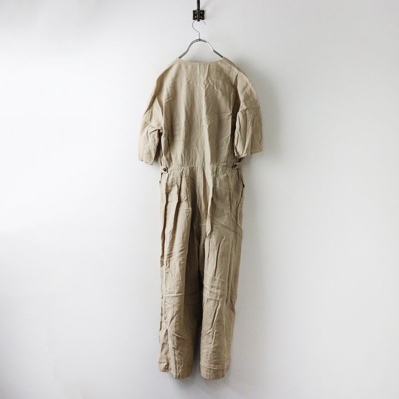 2025 ヨーガンレール Jurgen Lehl コットンリネンカシュクールオールインワン M ベージュ サロペット ワイド 2400014571967