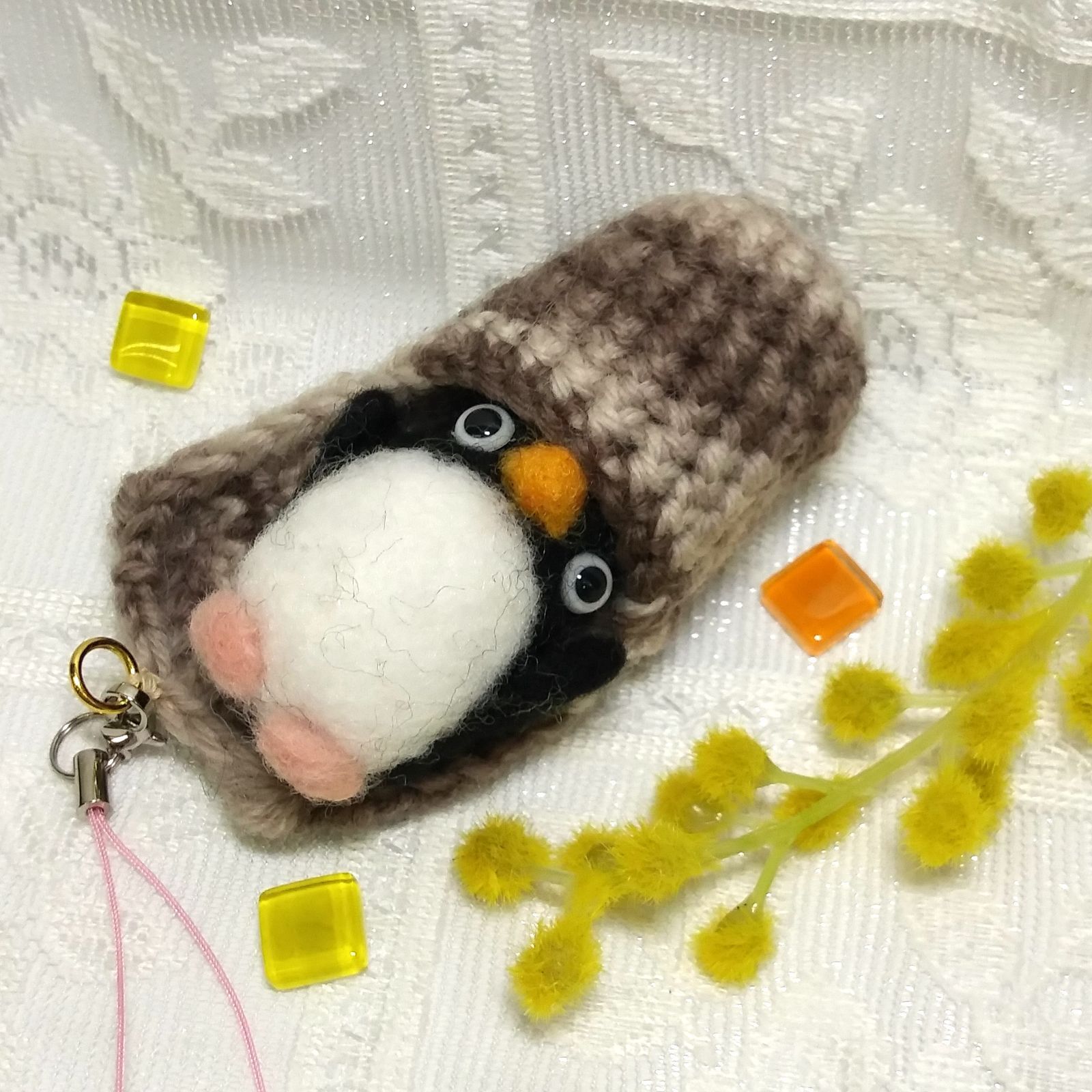 ミノムシペンギン 羊毛フェルト ハンドメイド oh-02241 - メルカリ